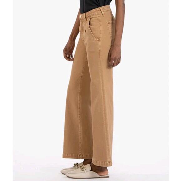 Kut From The Kloth Meg High Rise Wide Leg Jean Womens 18 Ankle Pant Toffee Camel - Picture 2 of 16